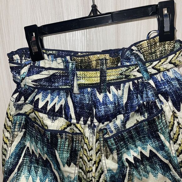 Chufy Nino High-Waisted Belted Chevron Paperbag Shorts Calvi Blue XS - Picture 12 of 13